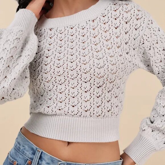 Lulus NWT white tye-back scoop neck sweater - Picture 1 of 8